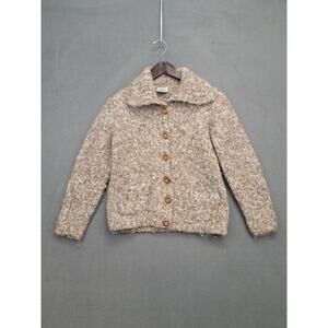 Mohair Cardigan Women’s Medium Ireland Wool Jacket Beige Avoca Handweavers